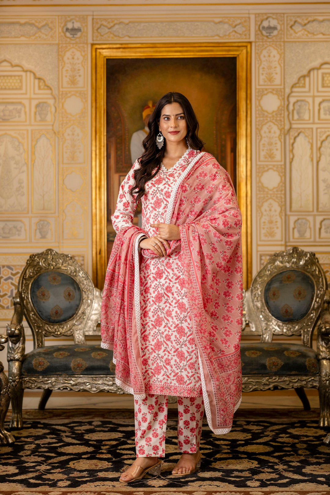 Pink-Cotton-Hand-Block-Printed-3-Piece-Kurta-Set