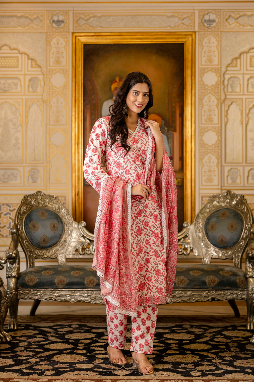 Pink-Cotton-Hand-Block-Printed-3-Piece-Kurta-Set