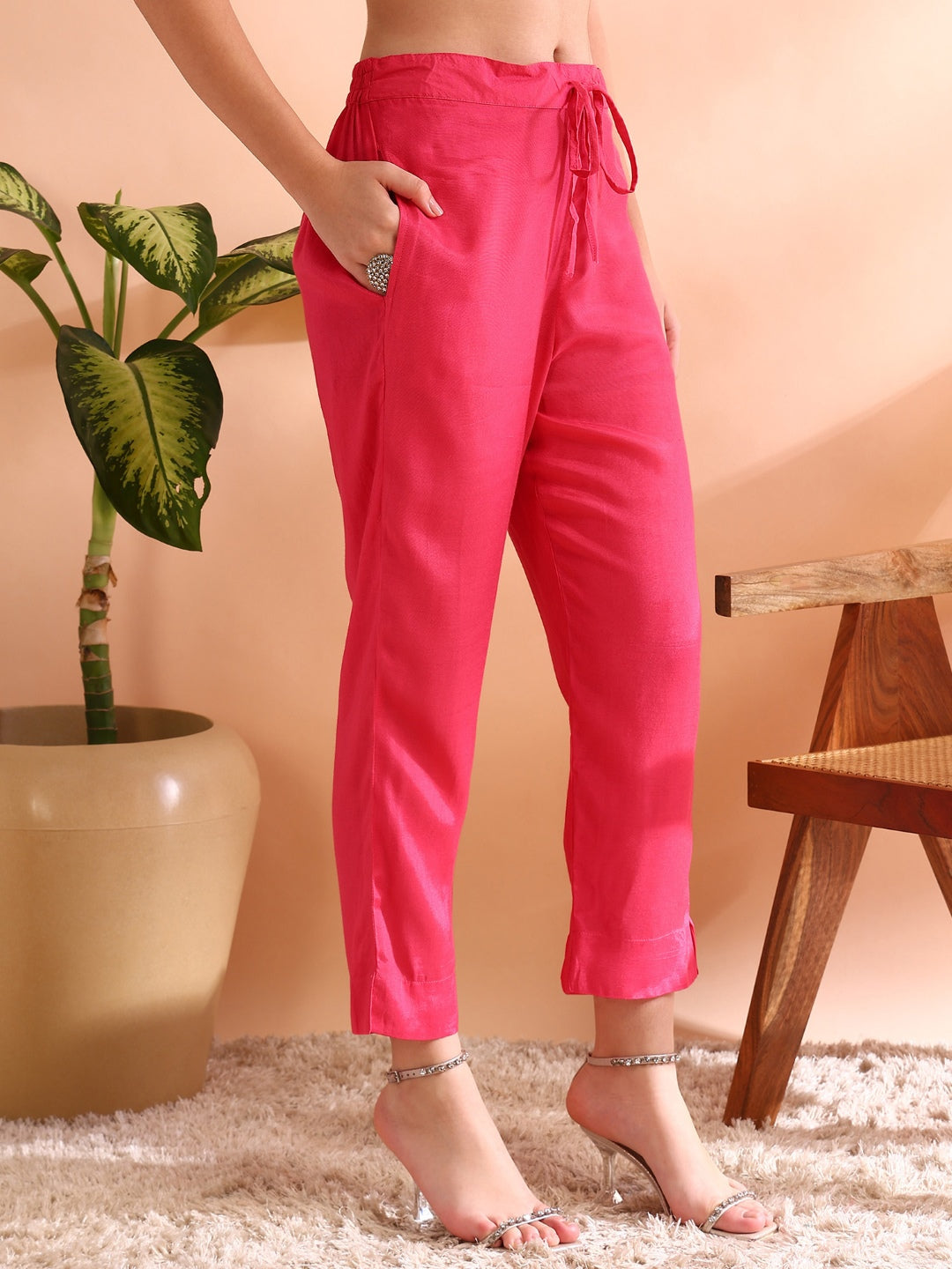 ZERESOUQ-Pink-Organza-Ethnic-Motifs-Woven-Design-3-Piece-Kurta-Set
