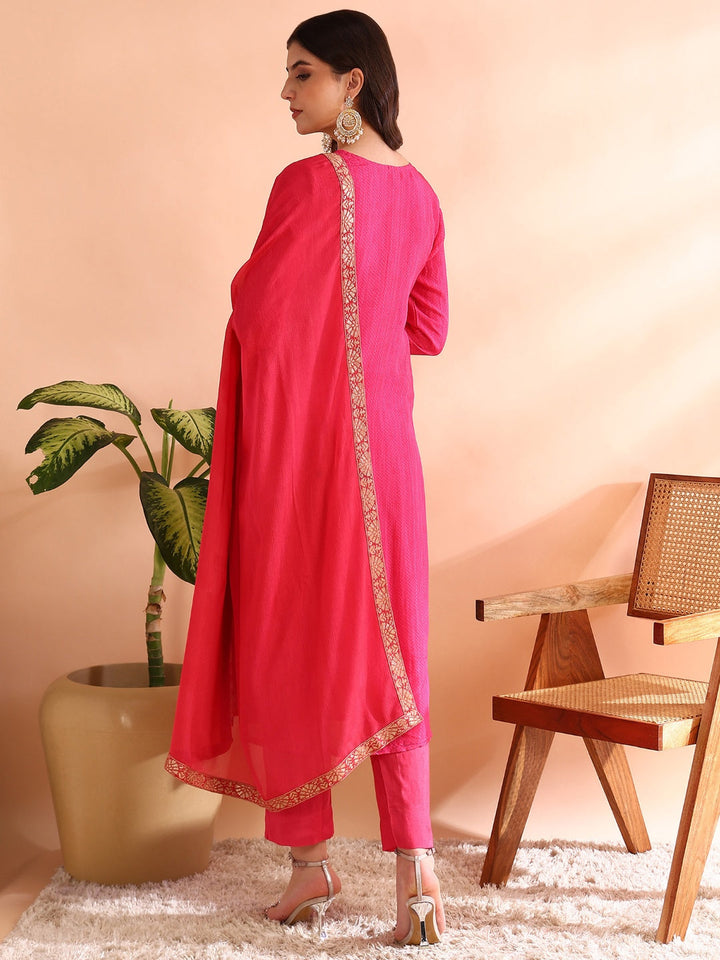 ZERESOUQ-Pink-Organza-Ethnic-Motifs-Woven-Design-3-Piece-Kurta-Set