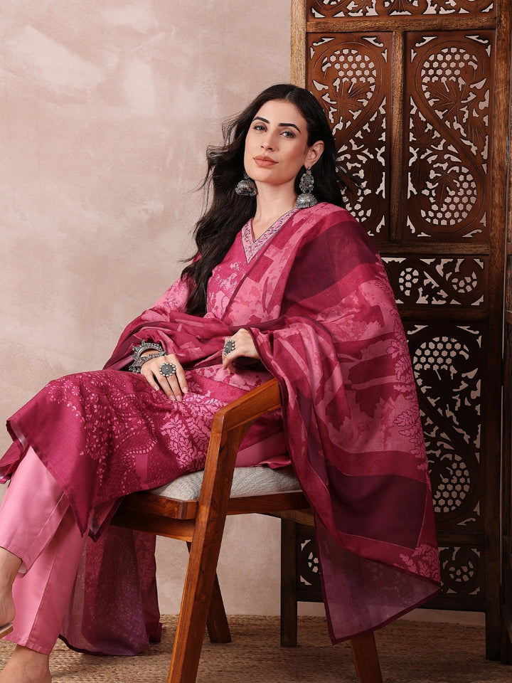 ZERESOUQ-Pink-Silk-Blend-Ethnic-Motifs-Printed-3-Piece-Kurta-Set