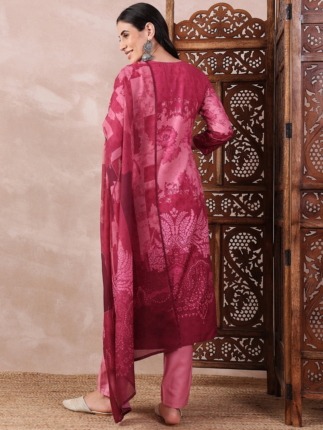 ZERESOUQ-Pink-Silk-Blend-Ethnic-Motifs-Printed-3-Piece-Kurta-Set