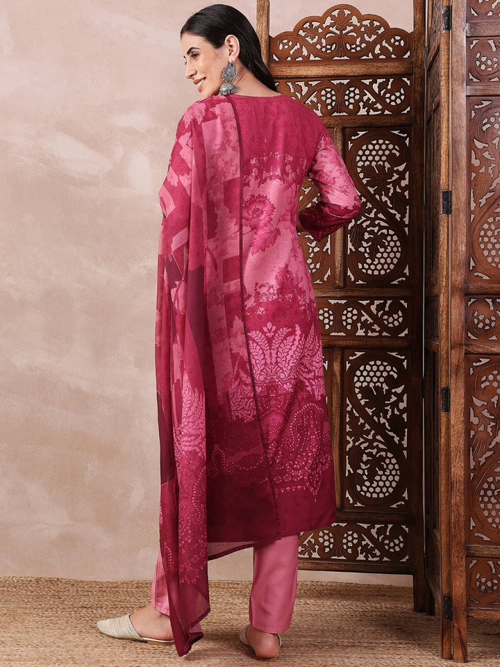 ZERESOUQ-Pink-Silk-Blend-Ethnic-Motifs-Printed-3-Piece-Kurta-Set