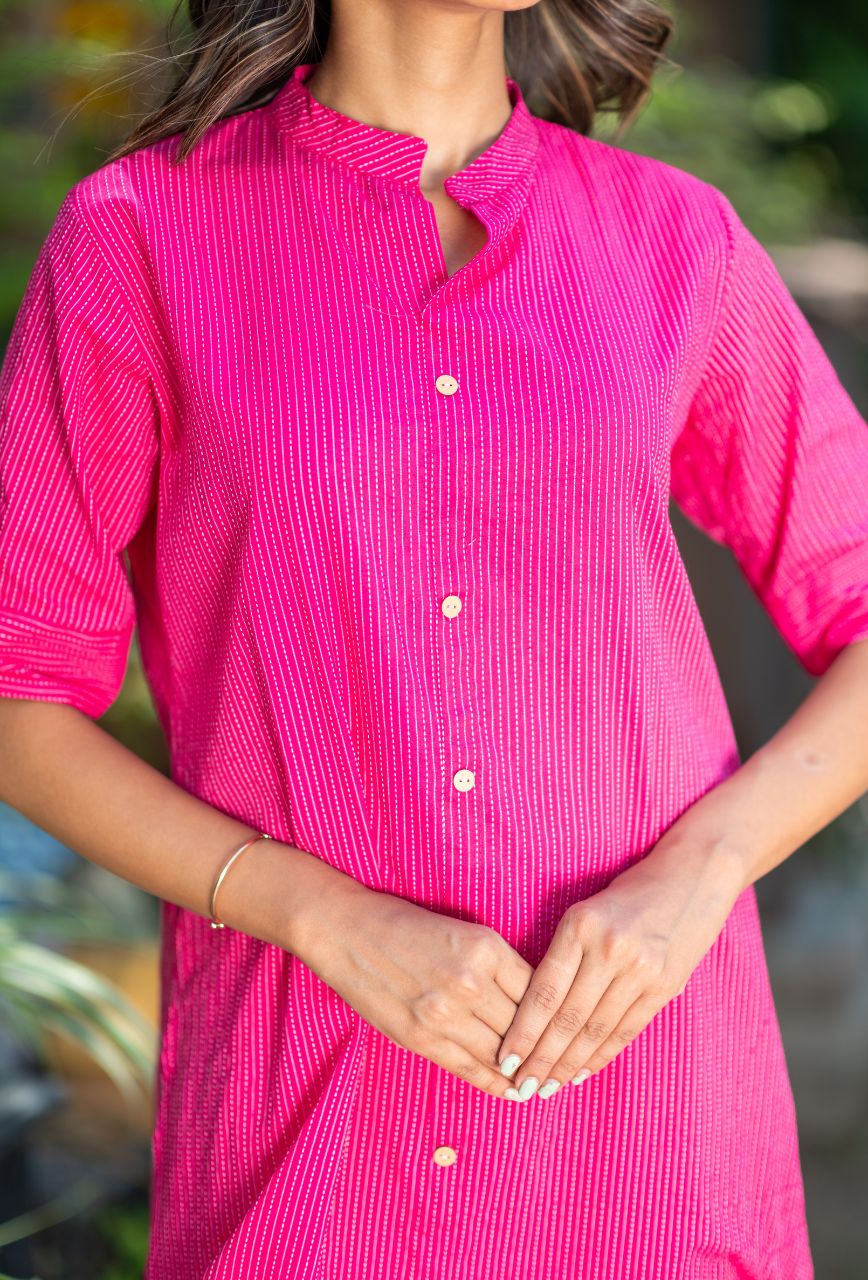 Pink-Pure-Cotton-Poppy-Kantha-2-Piece-Kurta-Set