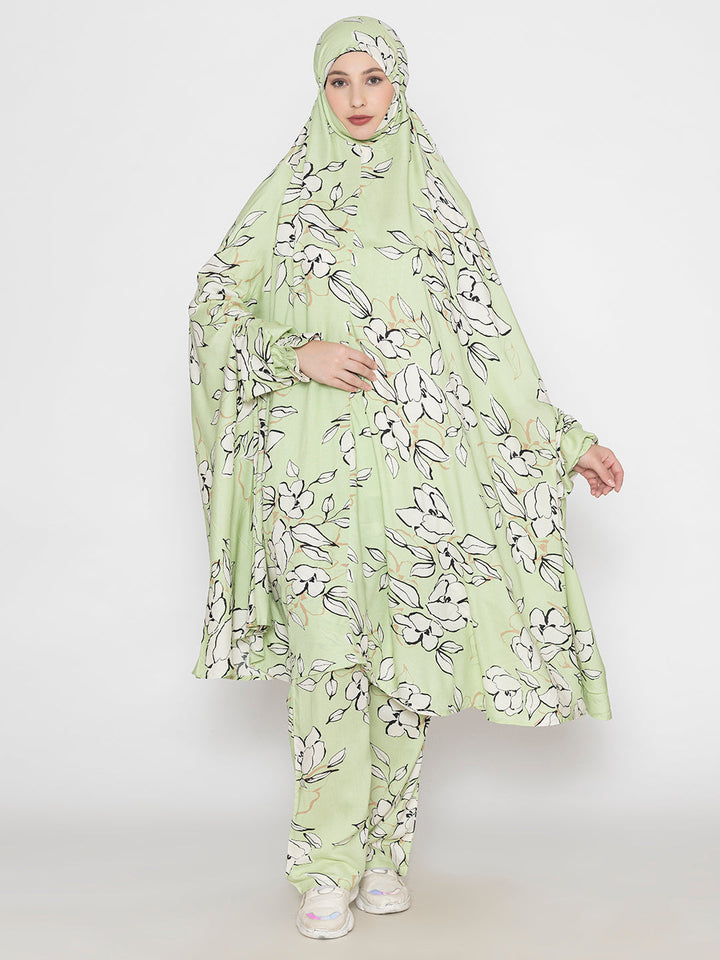 Pista-Green-Viscose-Leaf-Print-Co-Ord-Set