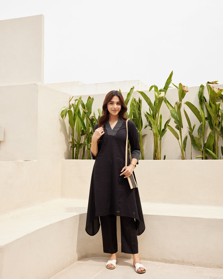 Black-Cotton-Essential-3-Piece-Kurta-Set