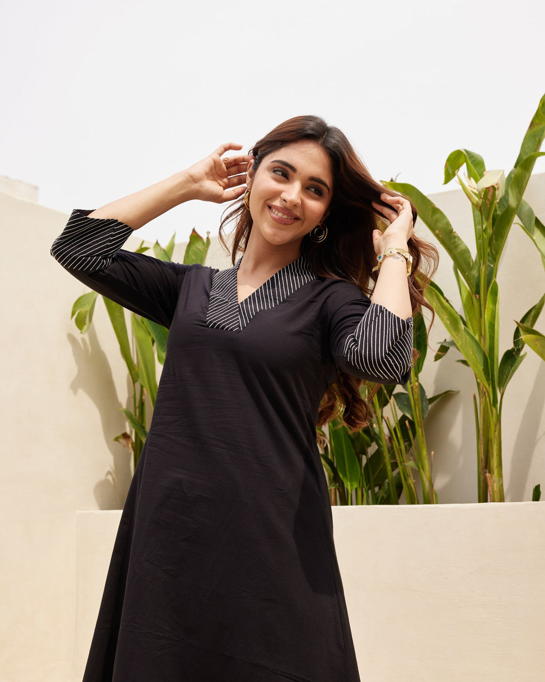 Black-Cotton-Essential-3-Piece-Kurta-Set