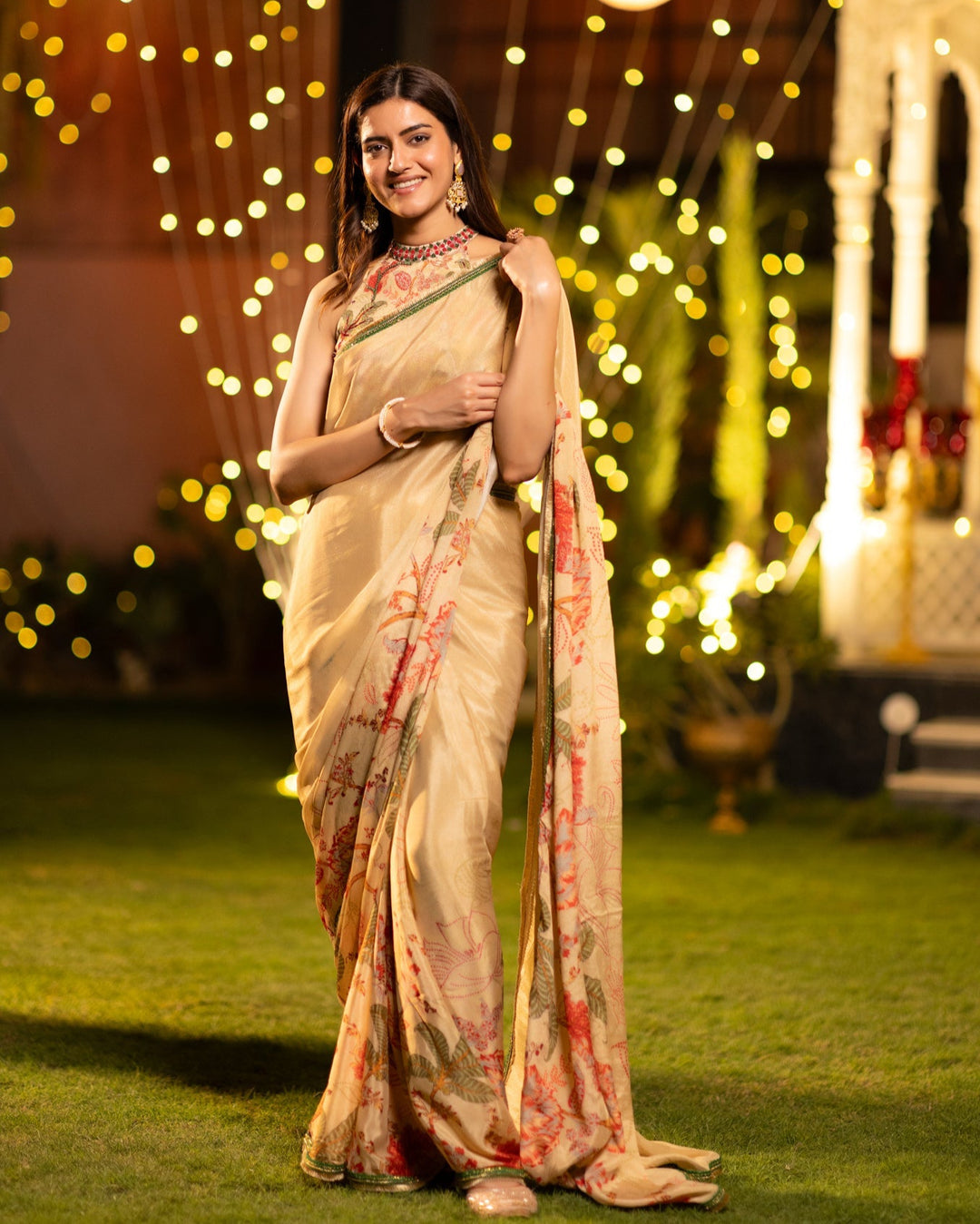 Beige-Chintz-Chinnon-Saree