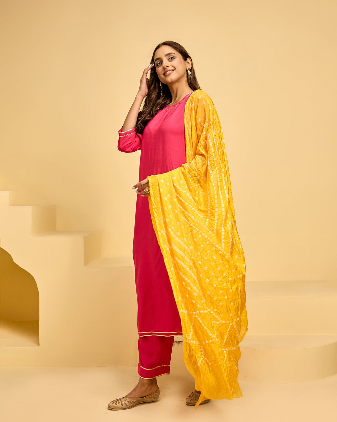 Pink-Rayon-3-Piece-Kurta-Set