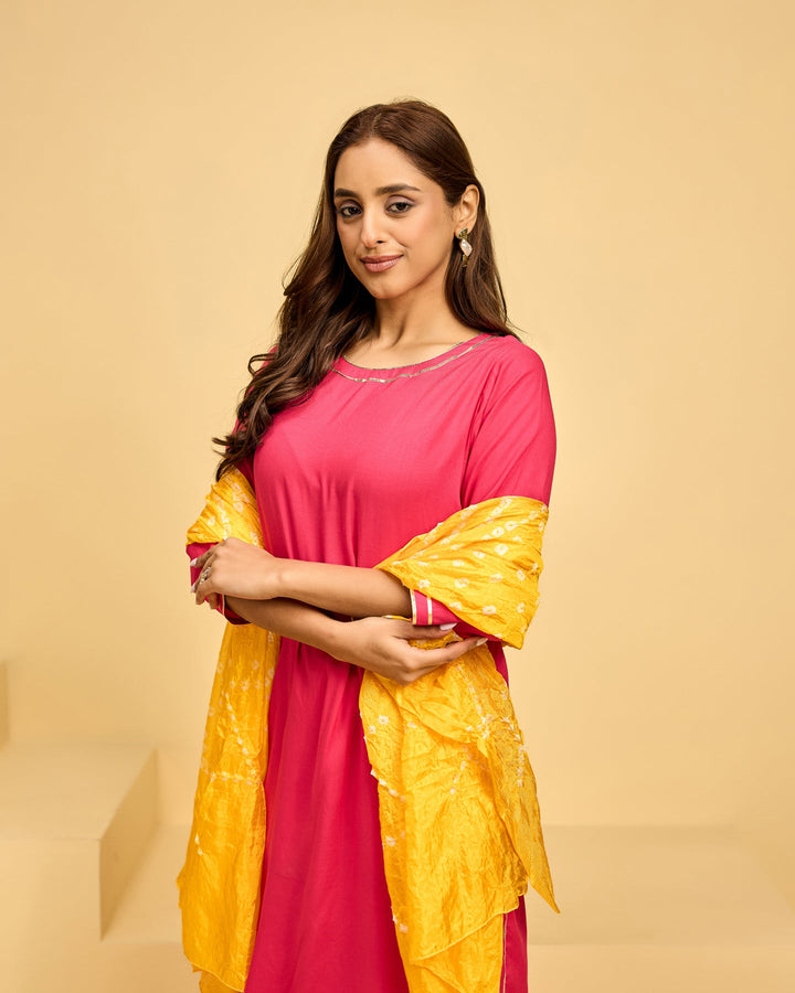 Pink-Rayon-3-Piece-Kurta-Set