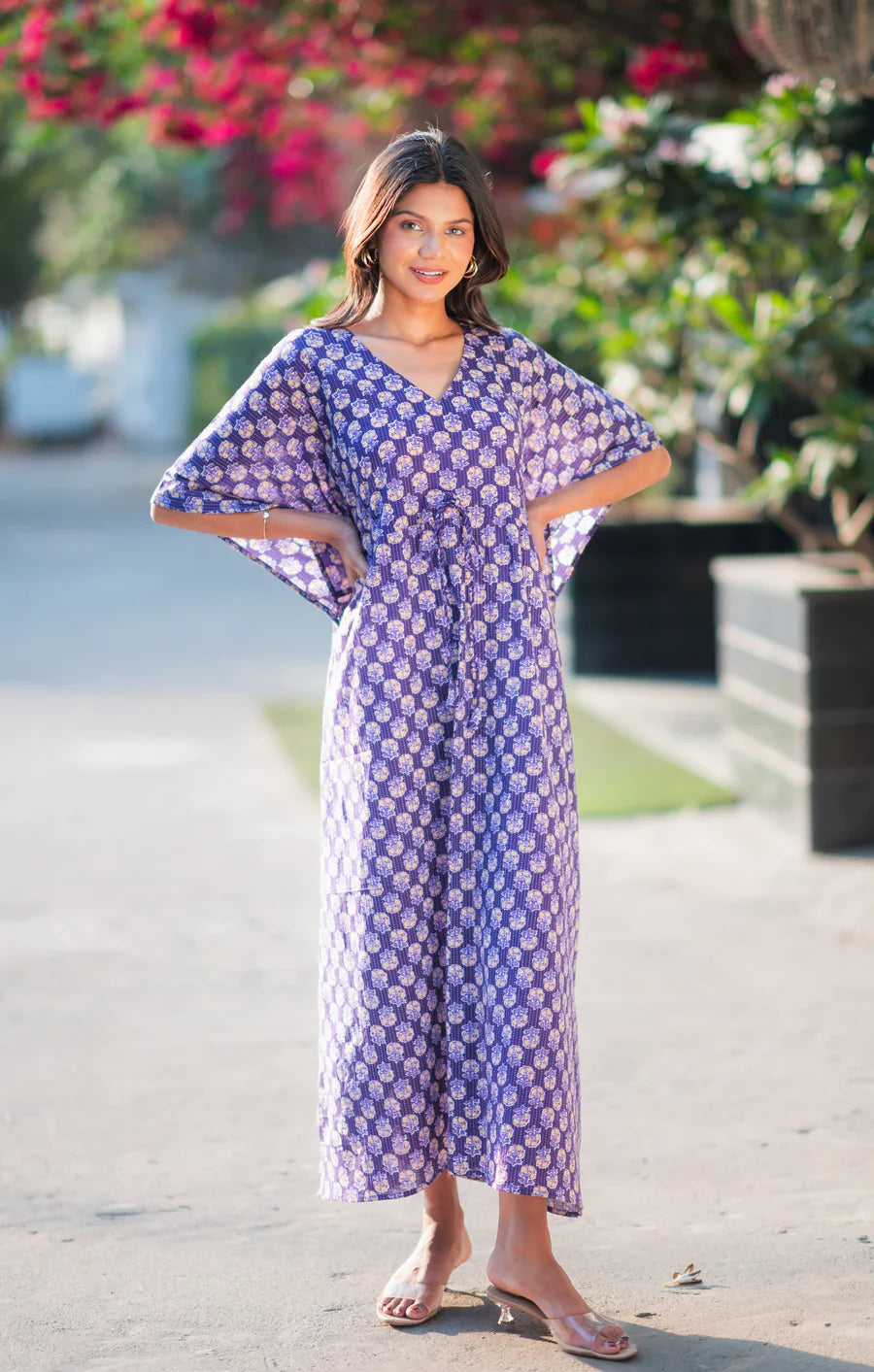 Purple Cotton Kaftan Dress