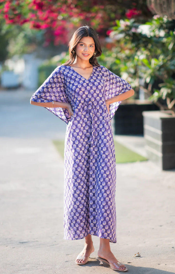 Purple-Cotton-Kaftan-Dress