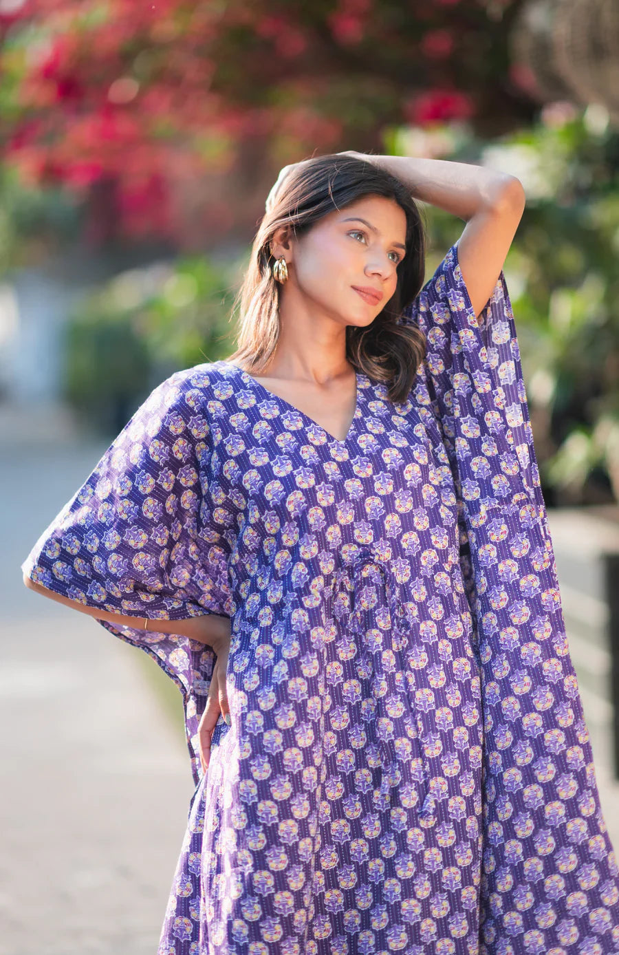 Purple-Cotton-Kaftan-Dress