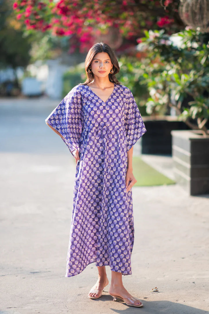 Purple-Cotton-Kaftan-Dress