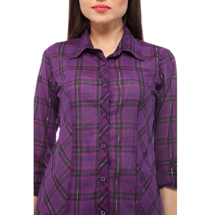 Purple-Polyester-Check-Shirt