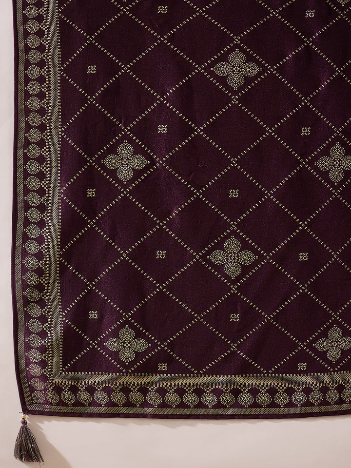 Purple-Silk-Blend-Floral-Foil-Printed-3-Piece-Kurta-Set