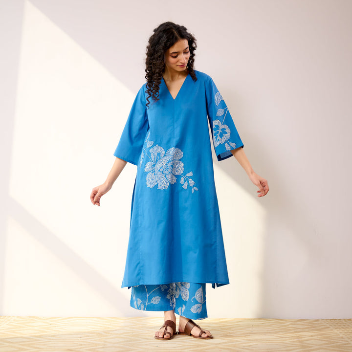 Blue-Cotton-Meadow-Patchwork-Electric-2-Piece-Kurta-Set