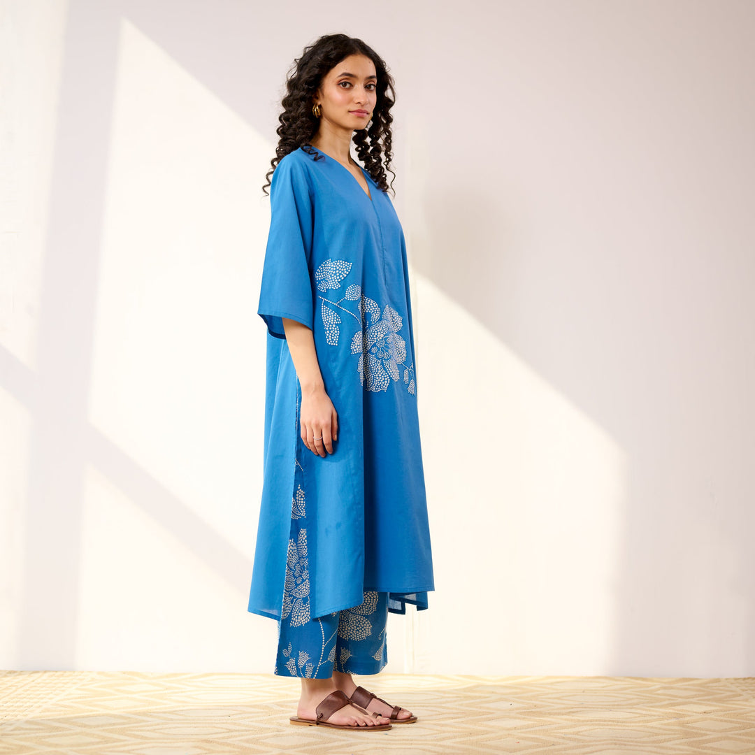 Blue-Cotton-Meadow-Patchwork-Electric-2-Piece-Kurta-Set