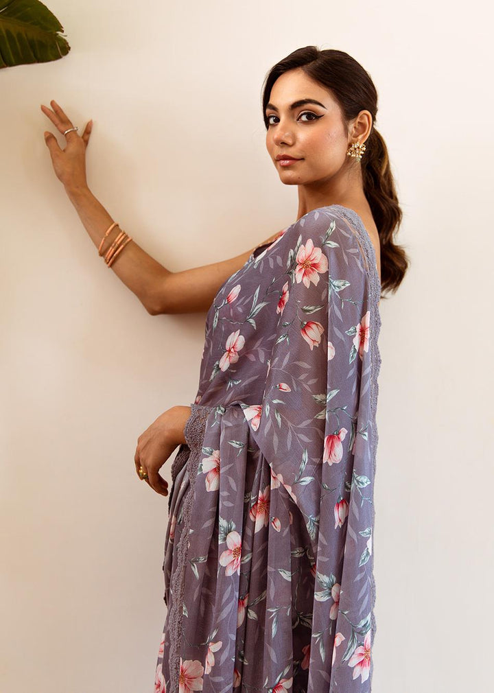Razia-Grey-Chinon-Chiffon-Flowery-Pre-Draped-Saree