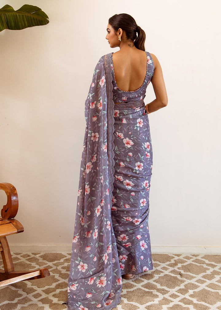 Razia-Grey-Chinon-Chiffon-Flowery-Pre-Draped-Saree