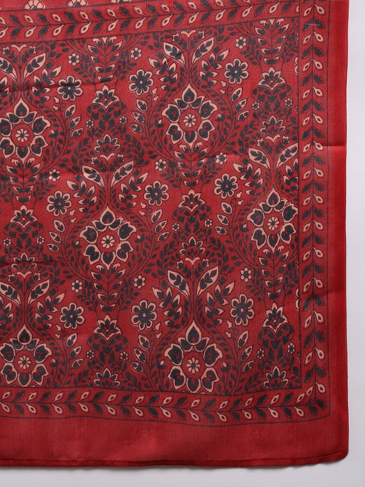 ZERESOUQ-Red-Cotton-Blend-Floral-Printed-Straight-3-Piece-Kurta-Set