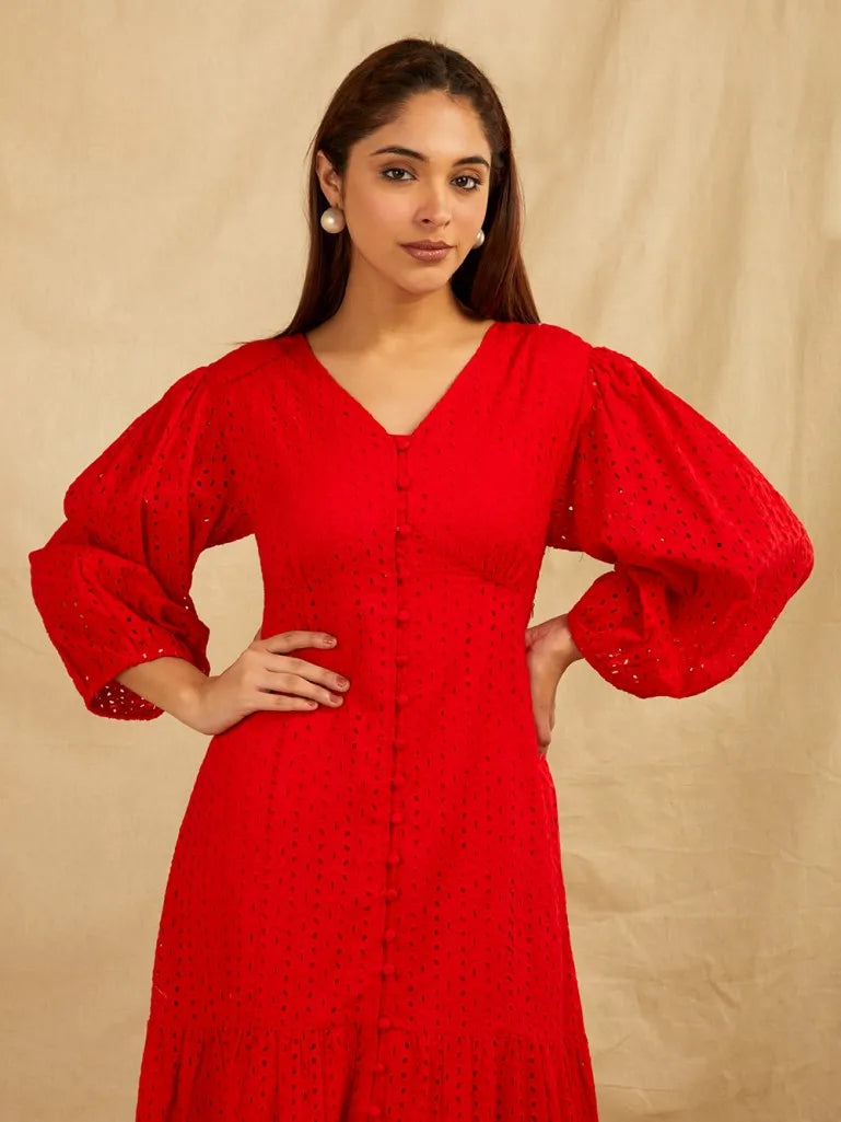Red-Cotton-Schiffli-Broadries-Long-Dress