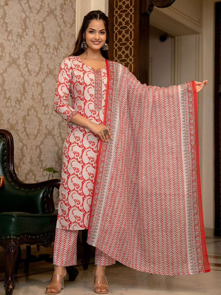 ZERESOUQ-Red-Rayon-Blend-Paisley-Printed-Straight-3-Piece-Kurta-Set