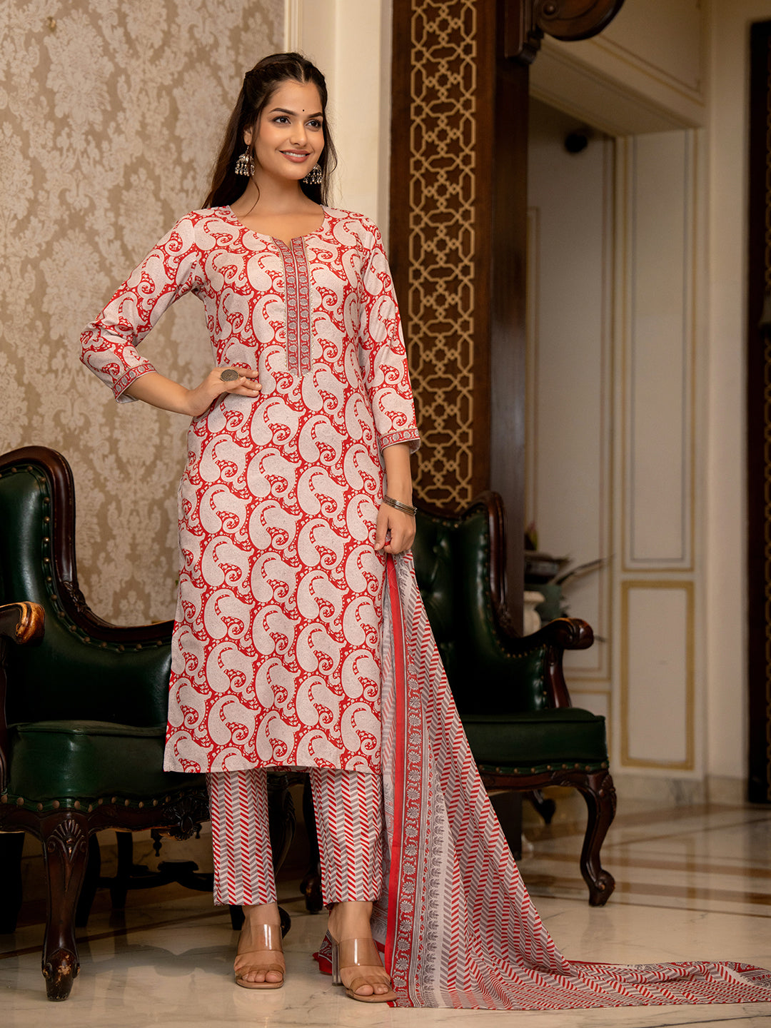 ZERESOUQ-Red-Rayon-Blend-Paisley-Printed-Straight-3-Piece-Kurta-Set