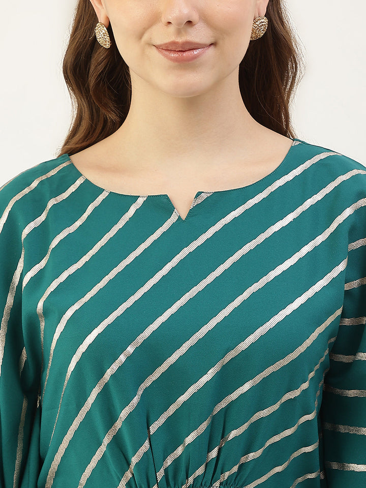 Teal-Blue-Poly-Crepe-Kaftan-Set