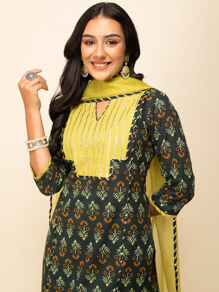 Green-Cotton-Straight-3-Piece-Kurta-Set
