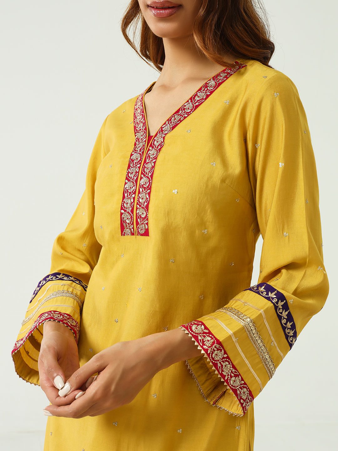 Yellow-Chanderi-Straight-2-Piece-Kurta-Set-Set