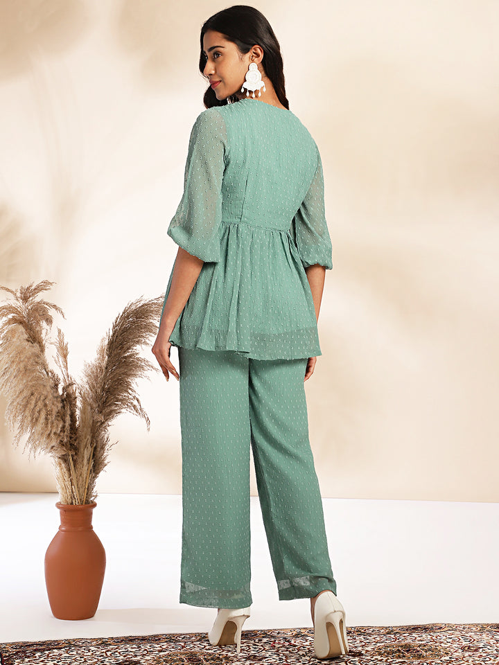 ZERESOUQ-Sage-Dobby-Chiffon-Woven-Design-Co-Ord-Set