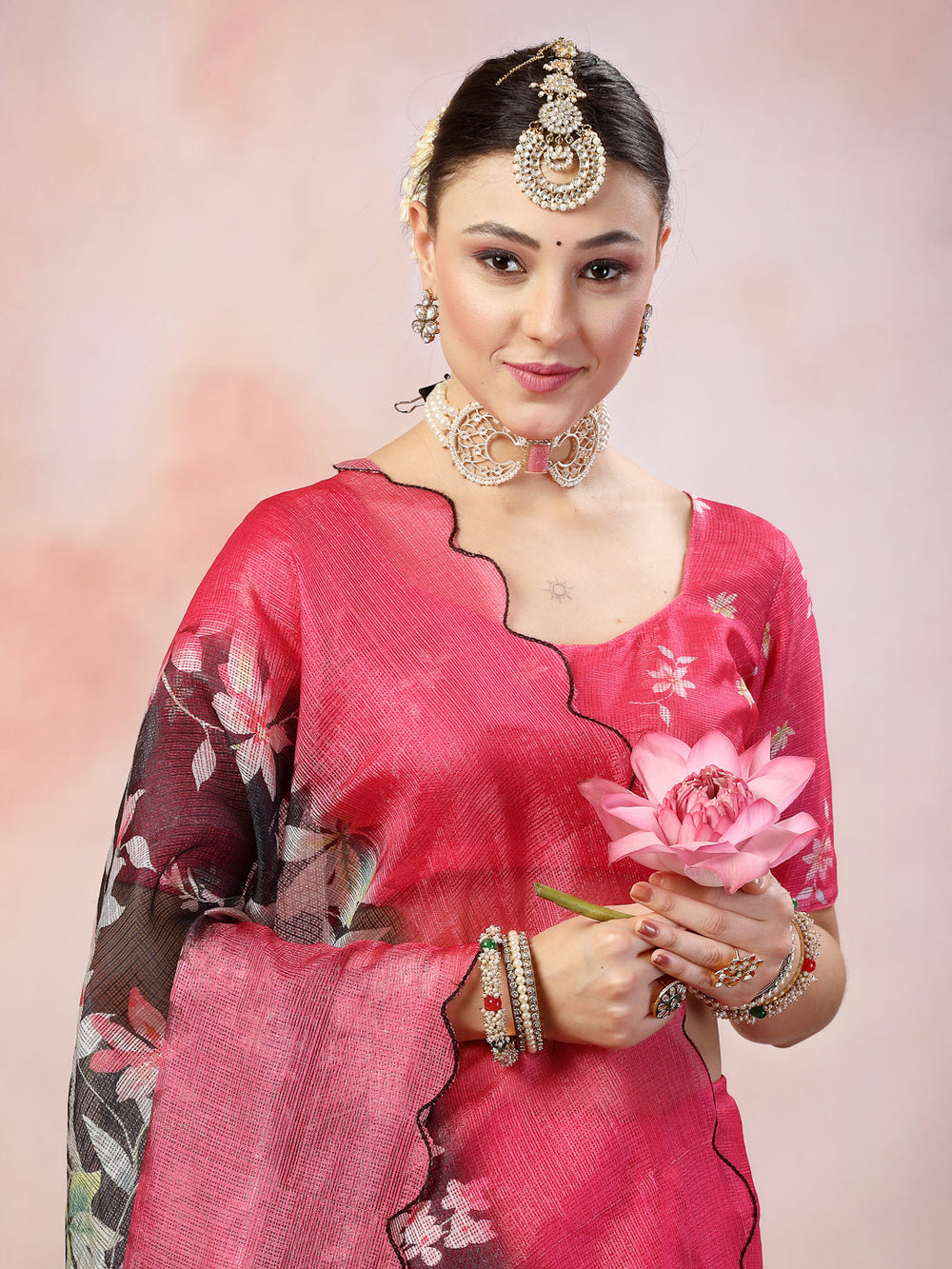 Blue-Supernet-Floral-Digital-Print-Saree