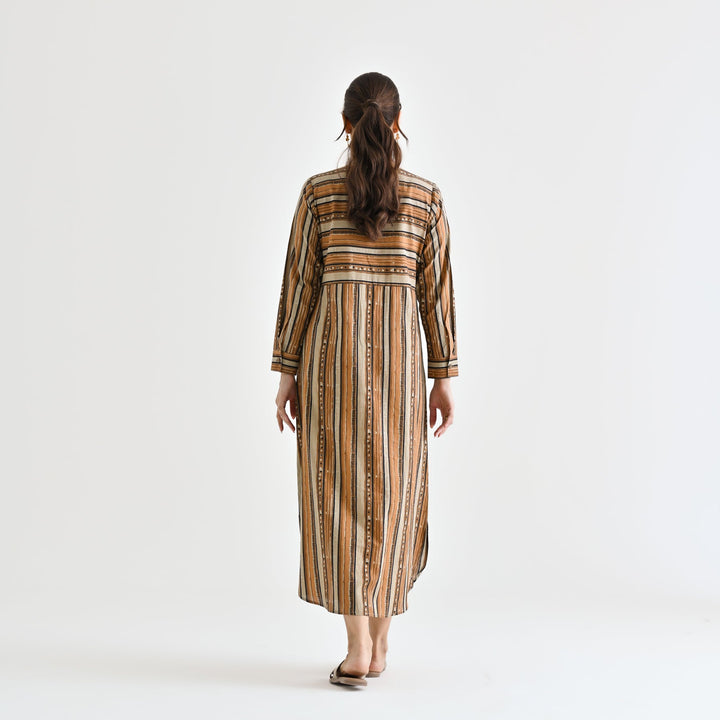 Brown Cotton Sanganeri Printed Kurta Dress