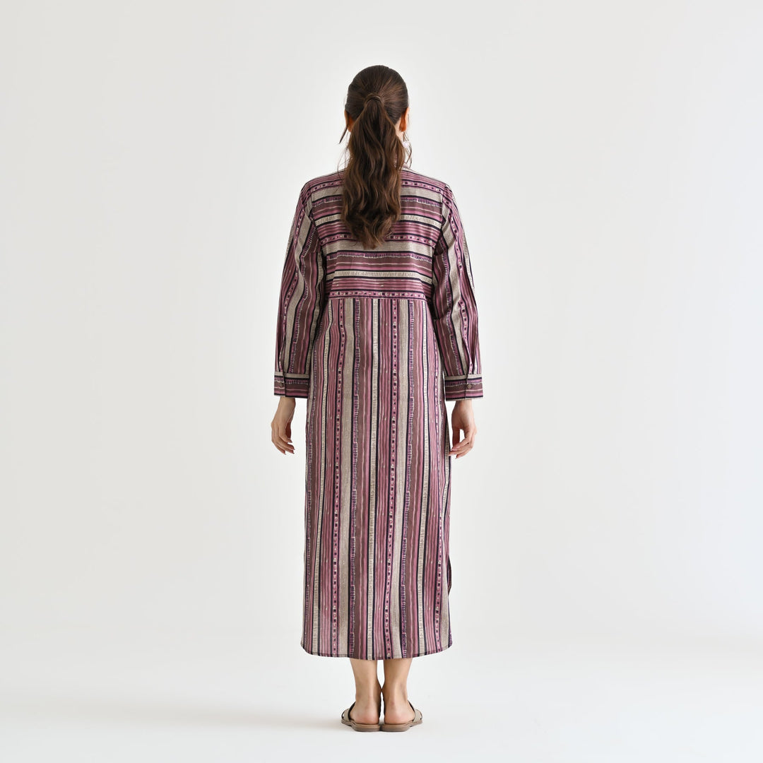 Mauve Cotton Sanganeri Printed Kurta Dress