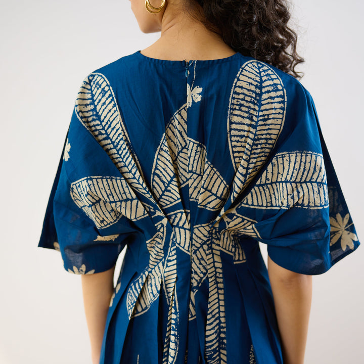 Indigo-Cotton-Periwinkle-Pleated-Maxi-Dress