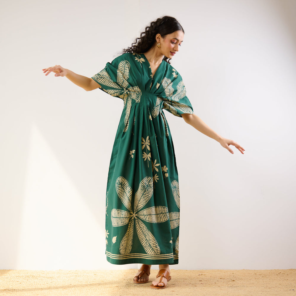 Green-Cotton-Periwinkle-Pleated-Maxi-Dress