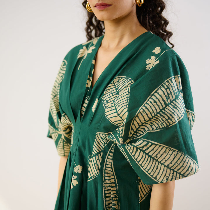 Green-Cotton-Periwinkle-Pleated-Maxi-Dress