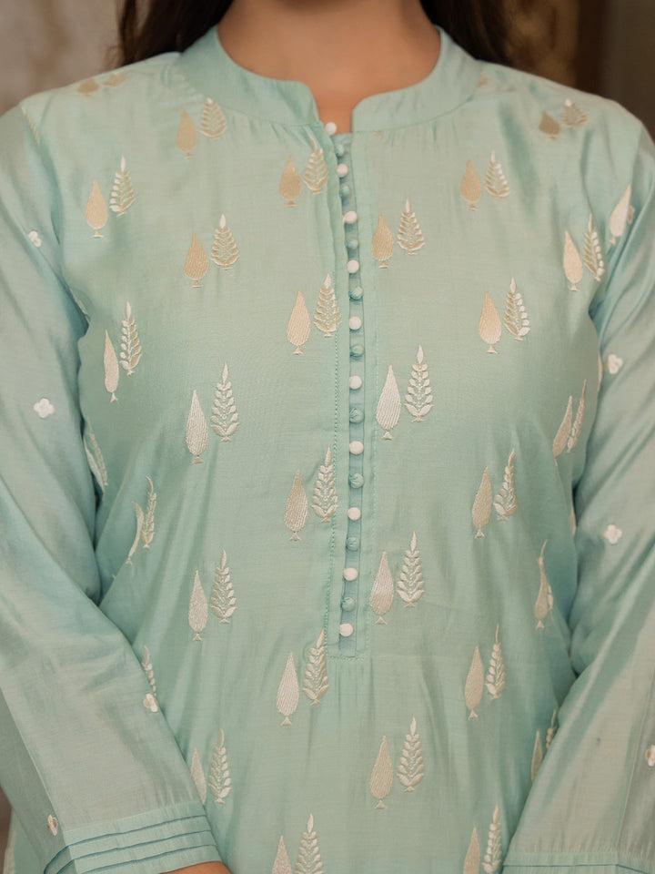 ZERESOUQ-Sea-Green-Silk-Blend-Embroidered-Straight-3-Piece-Kurta-Set