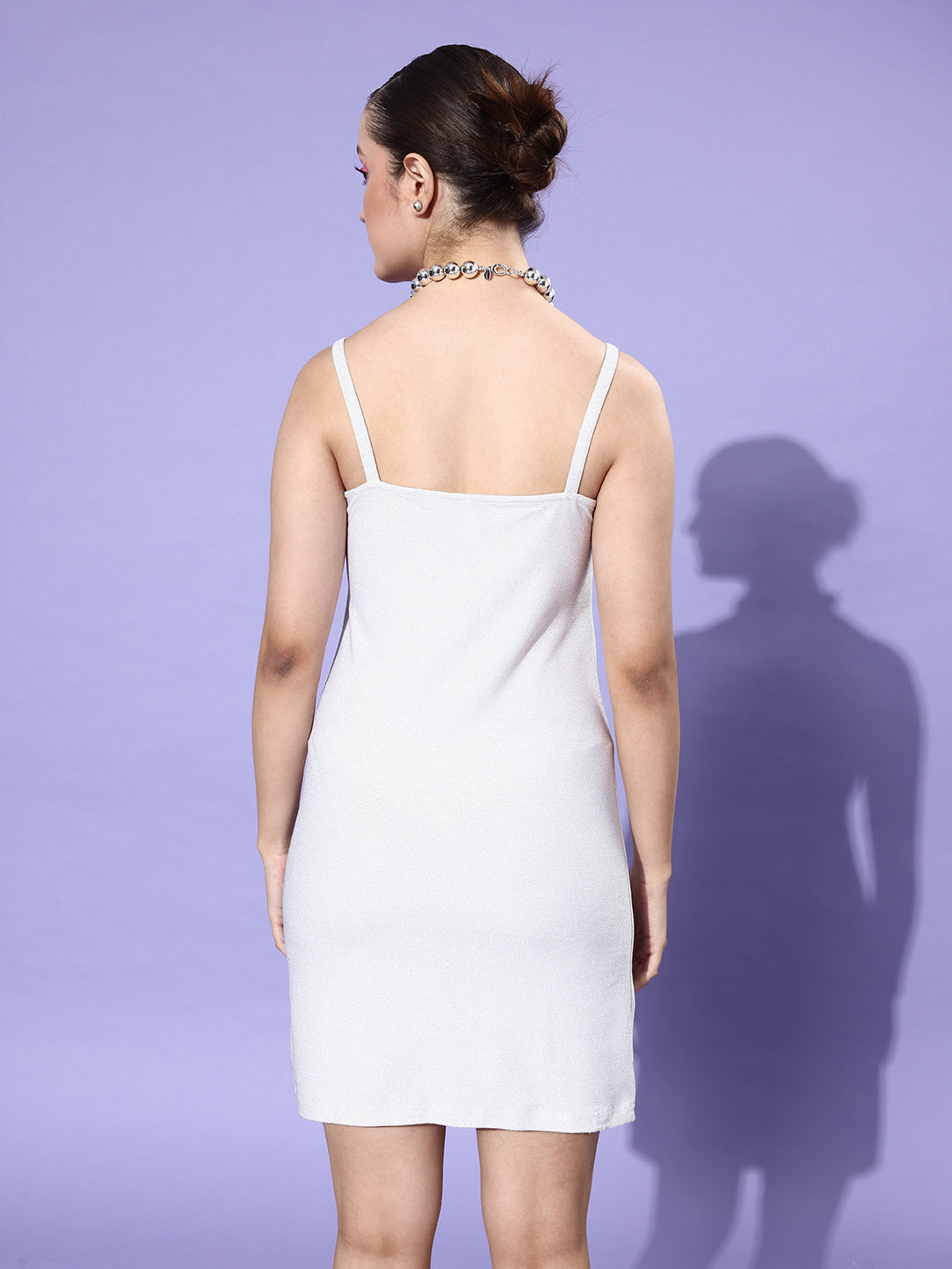 Silver-Polyester-Lycra-Bling-Bodycon-Dress