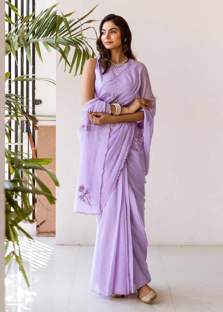 Siya-Lavender-Embossed-Embroidered-Pre-Draped-Saree