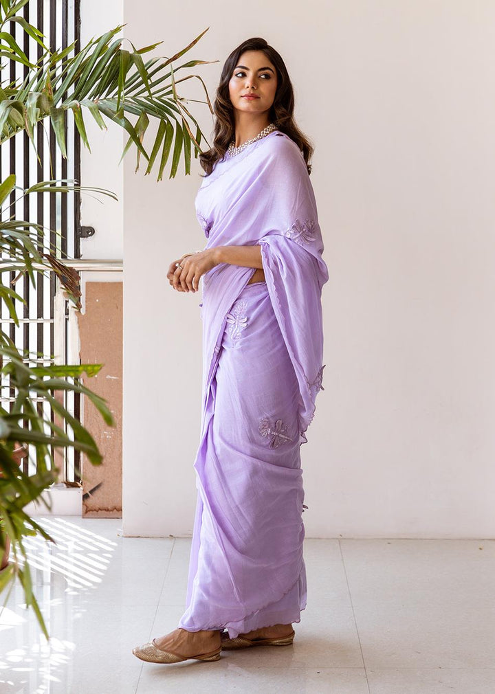 Siya-Lavender-Embossed-Embroidered-Pre-Draped-Saree