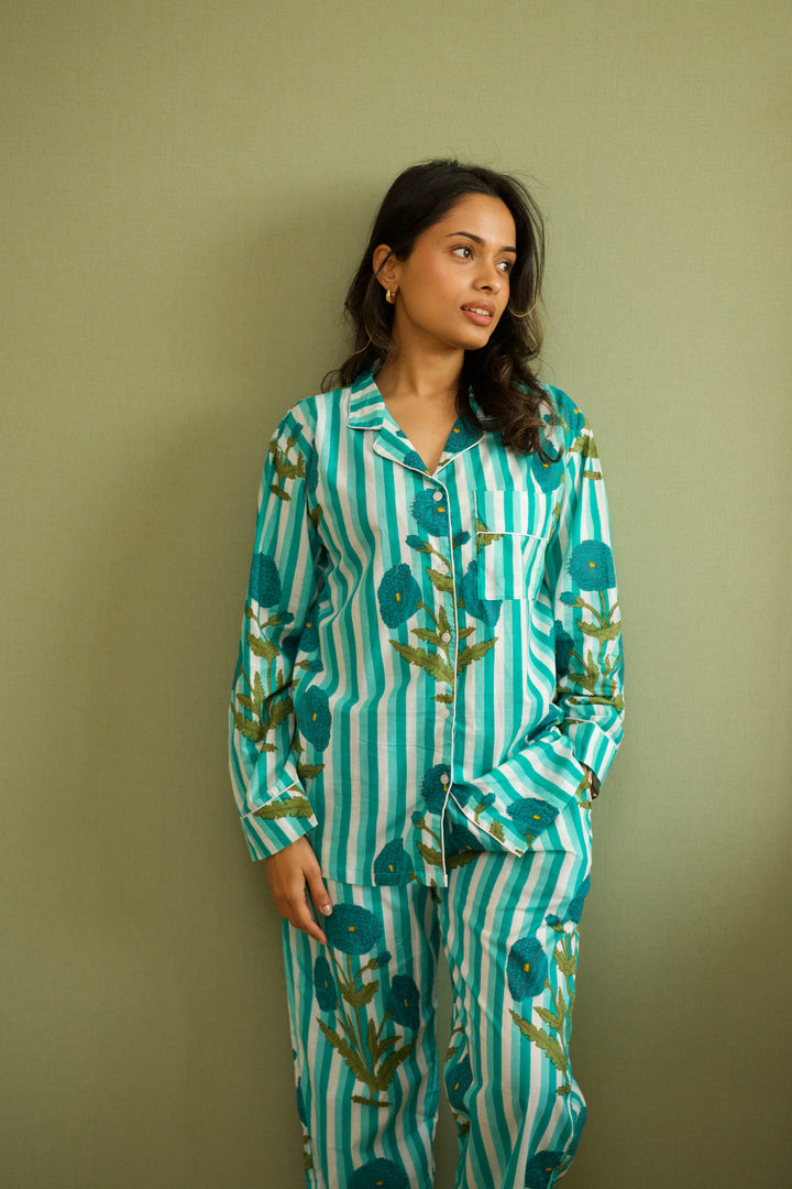 Turquoise-Cotton-Floral--Neel-Bagh-Co-Ord-Set
