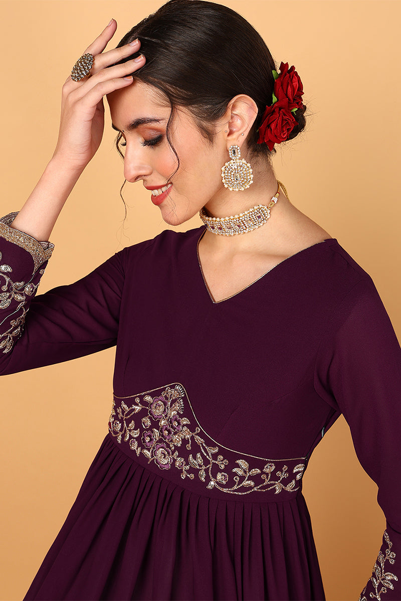 ZERESOUQ-Purple-Georgette-Zari-Embroidered-2-Piece-Anarkali-Set