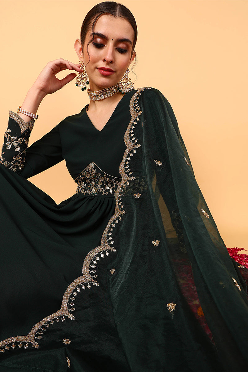 ZERESOUQ-Green-Georgette-Zari-Embroidered-2-Piece-Anarkali-Set