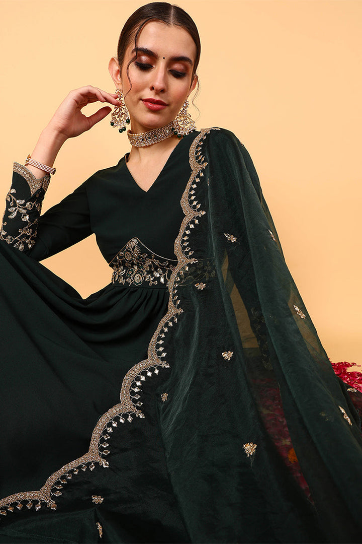 ZERESOUQ-Green-Georgette-Zari-Embroidered-2-Piece-Anarkali-Set