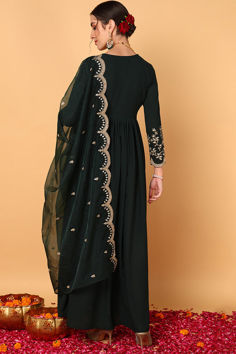 ZERESOUQ-Green-Georgette-Zari-Embroidered-2-Piece-Anarkali-Set