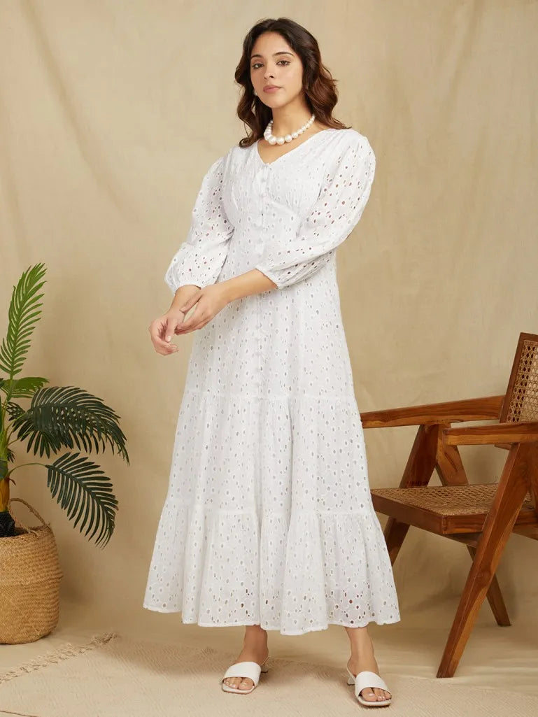 White-100%-Cotton-Broadries-Long-Dress