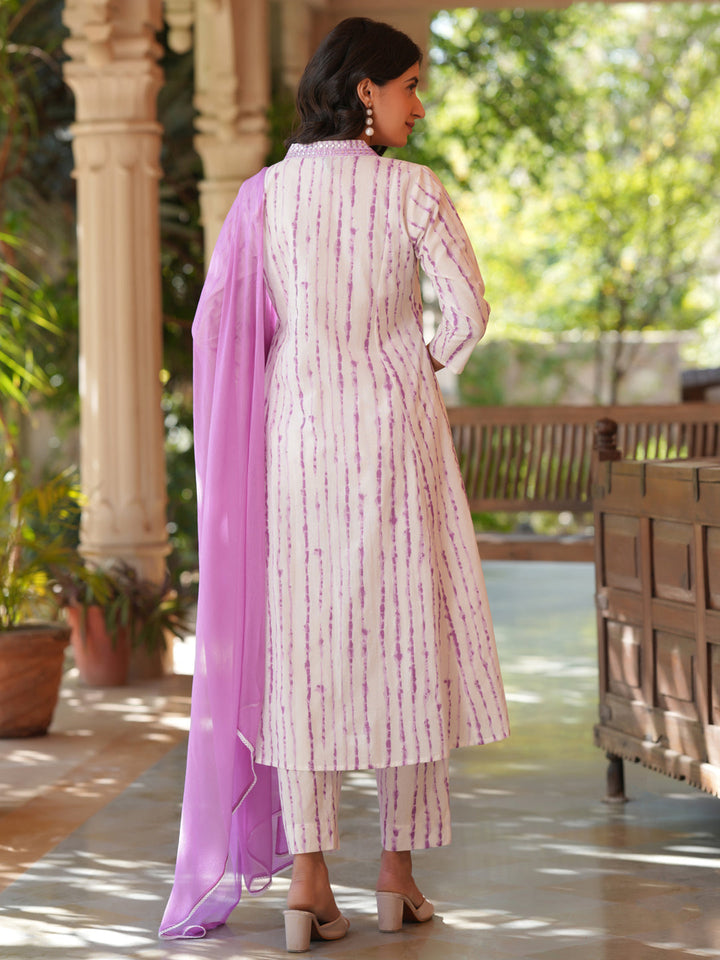 White Cotton All-Over Tie & Dye A-Line Kurta Set