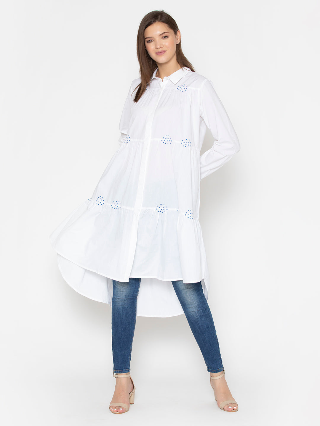 White-Cotton-Eternal-Noble-Dotted-Dress